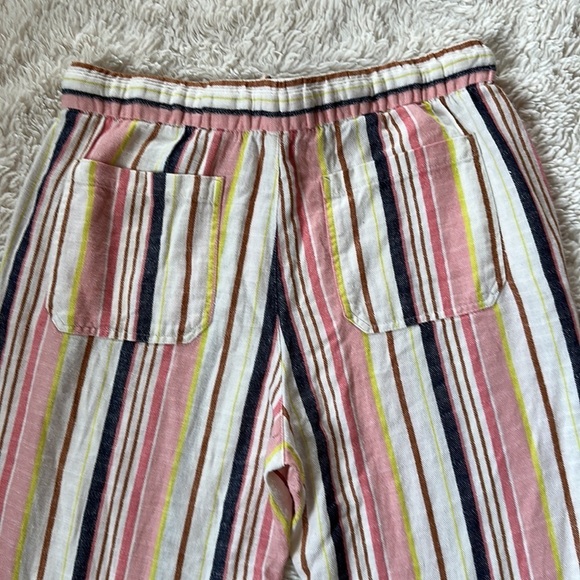 OLD NAVY Pink/White/Navy Blue Striped Linen Drawstring Wide Leg Pants Size M - Picture 6 of 11